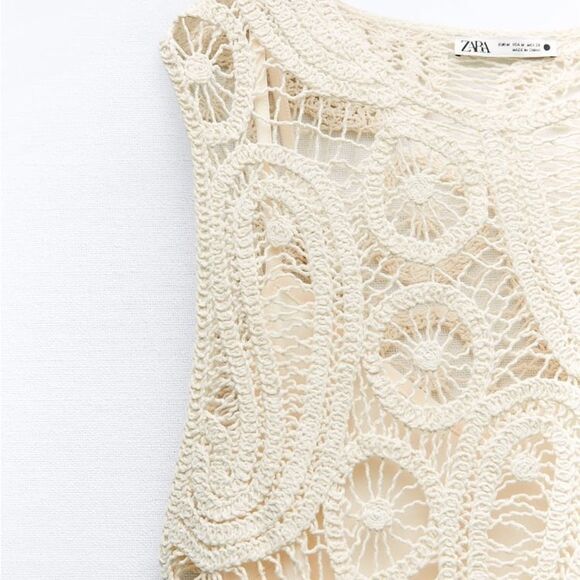 ZARA ASYMMETRIC CROCHET DRESS - Picture 4 of 10